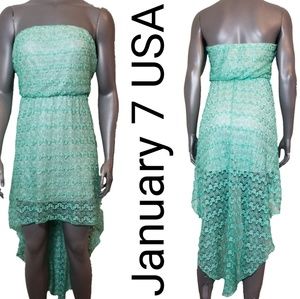 January 7 Hi Low Lace Strapless Dress
